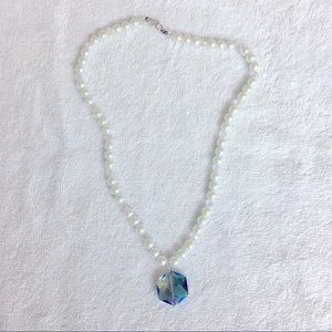 🤗Necklace with Swarovski Aurora Borealis Pendant